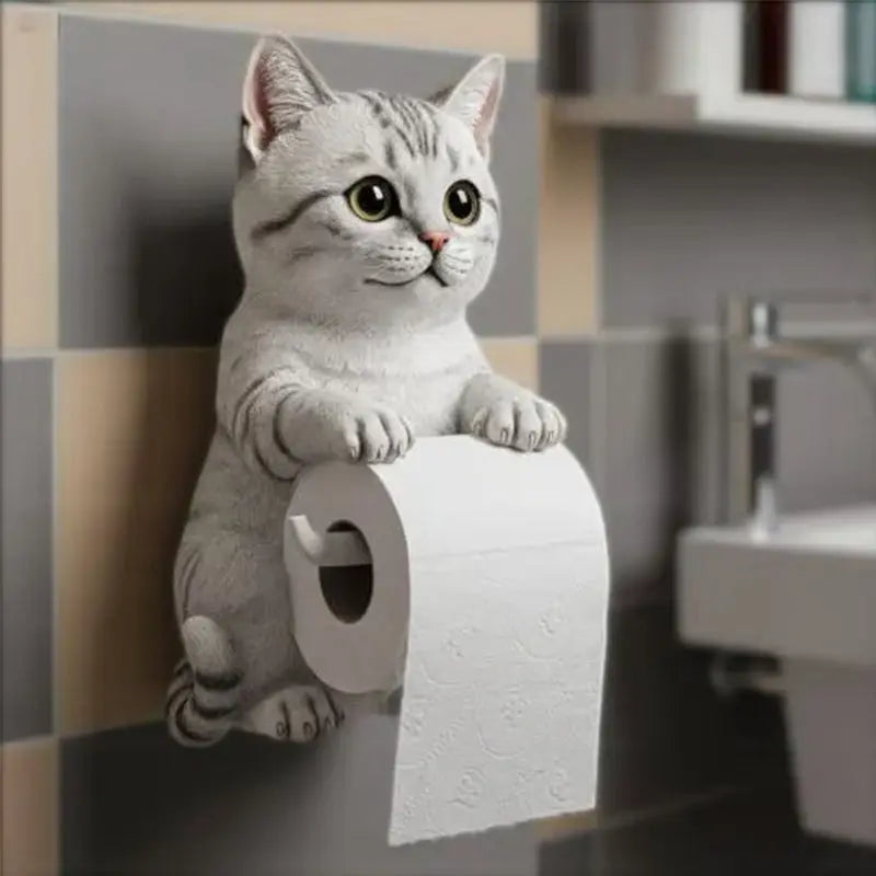 Toilettenpapierhalter in Katzenform – aus Harz, für die Wand – Bild 5