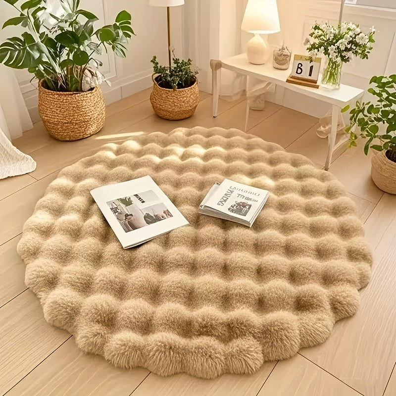 Runder Teppich mit Blasenstruktur – hoher, weicher Flor – Bild 1