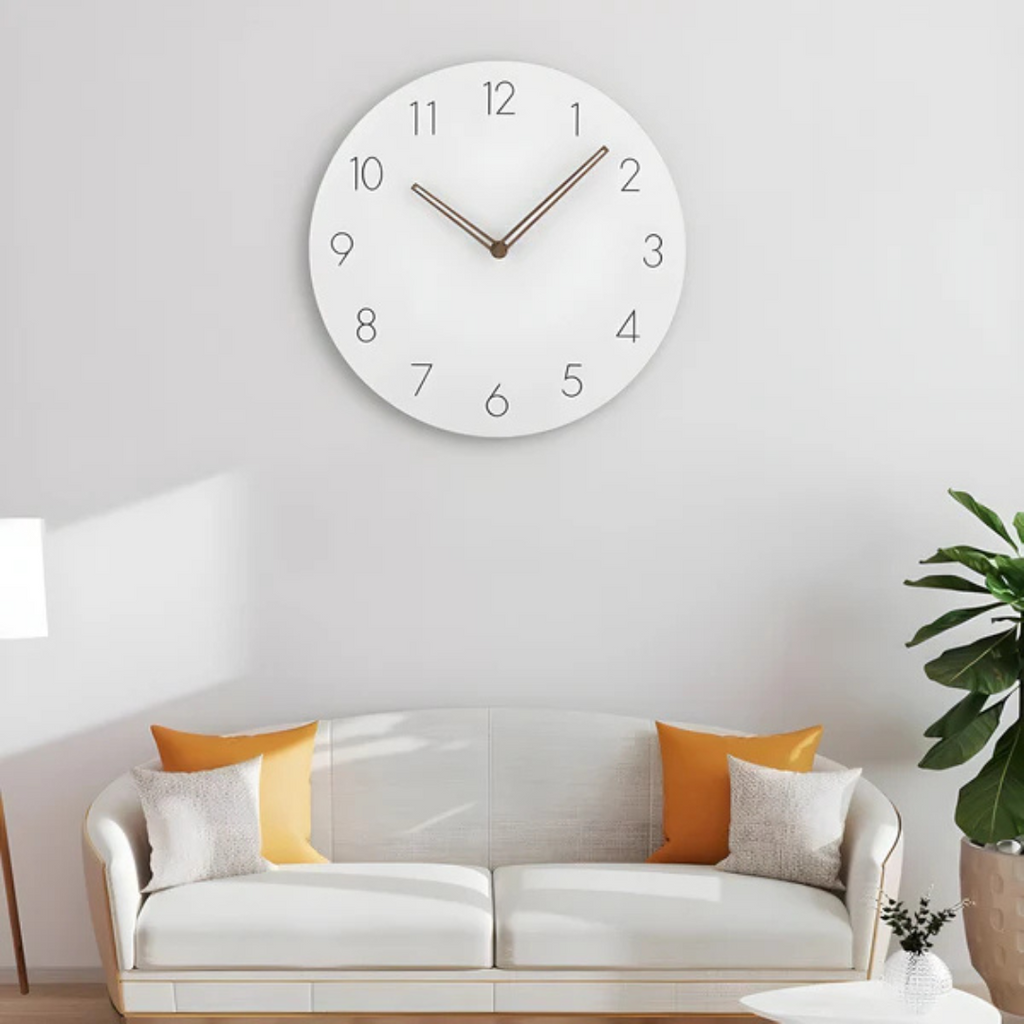 Wanduhr mit Holzzeigern – Zifferblatt ohne Zahlen – Bild 3
