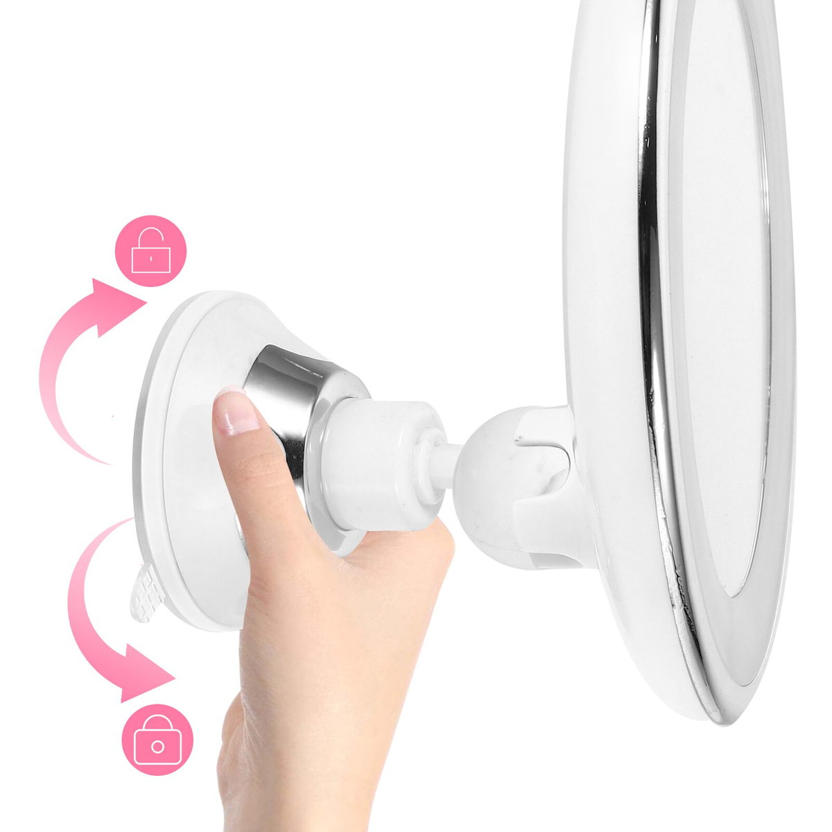 Schminkspiegel mit zehnfacher Vergrößerung – vierzehn LEDs, Saugnapf – Bild 3