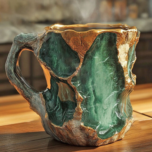 Kaffeetasse in Kristalloptik – handgefertigt, in sieben Steinfarben – Bild 2