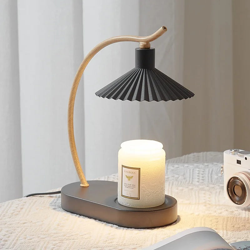 Kerzenwärmer-Lampe aus Metall und Holz – schmilzt die Kerze von oben – Bild 1