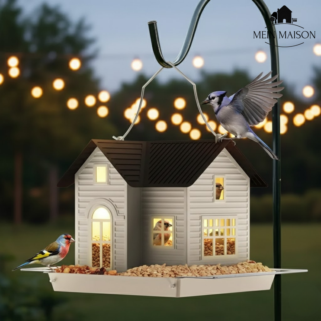 Vogelhaus mit Solarlicht – Futterstelle am Tag, Laterne am Abend – Bild 4