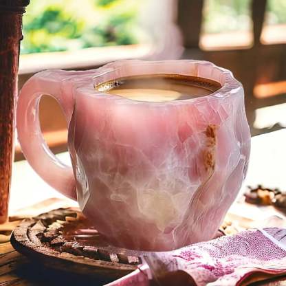 Kaffeetasse in Kristalloptik – handgefertigt, in sieben Steinfarben – Bild 4