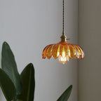Flower-Shaped Glass Pendant Light with Brass Socket – Tints the Light on the Table – Image 5
