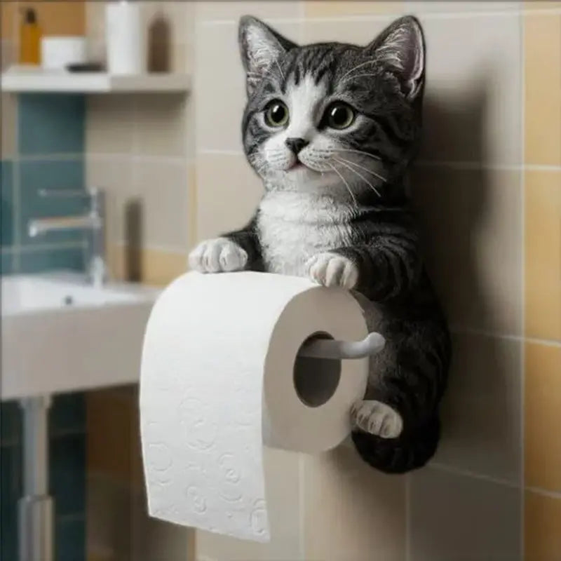 Toilettenpapierhalter in Katzenform – aus Harz, für die Wand – Bild 2