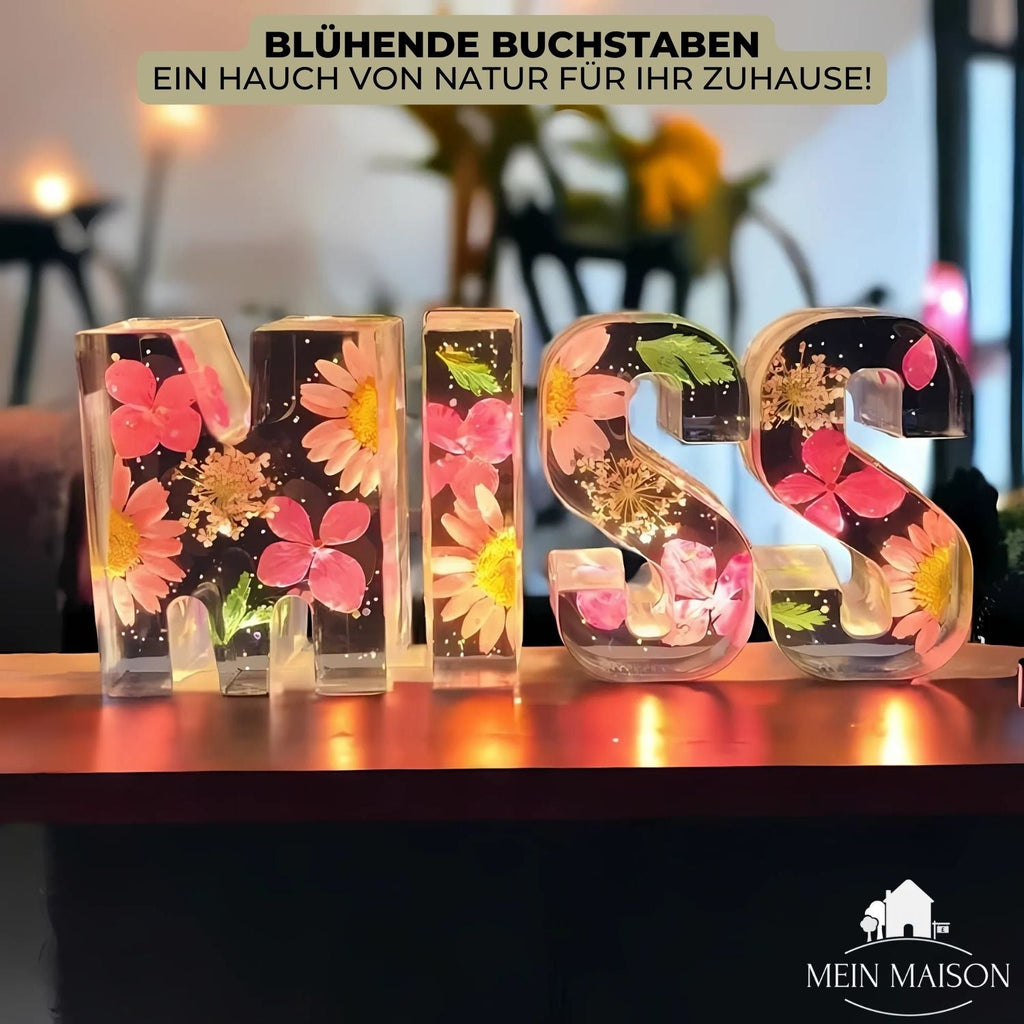 Leuchtbuchstabe aus Gießharz mit Trockenblumen – frei wählbar – Bild 5