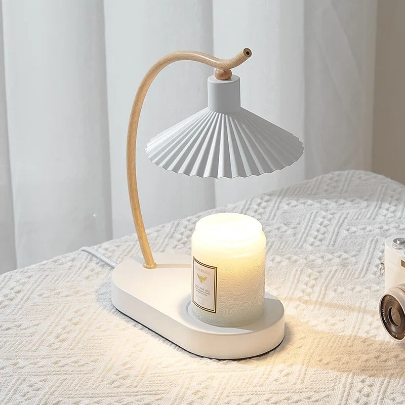 Kerzenwärmer-Lampe aus Metall und Holz – schmilzt die Kerze von oben – Bild 4
