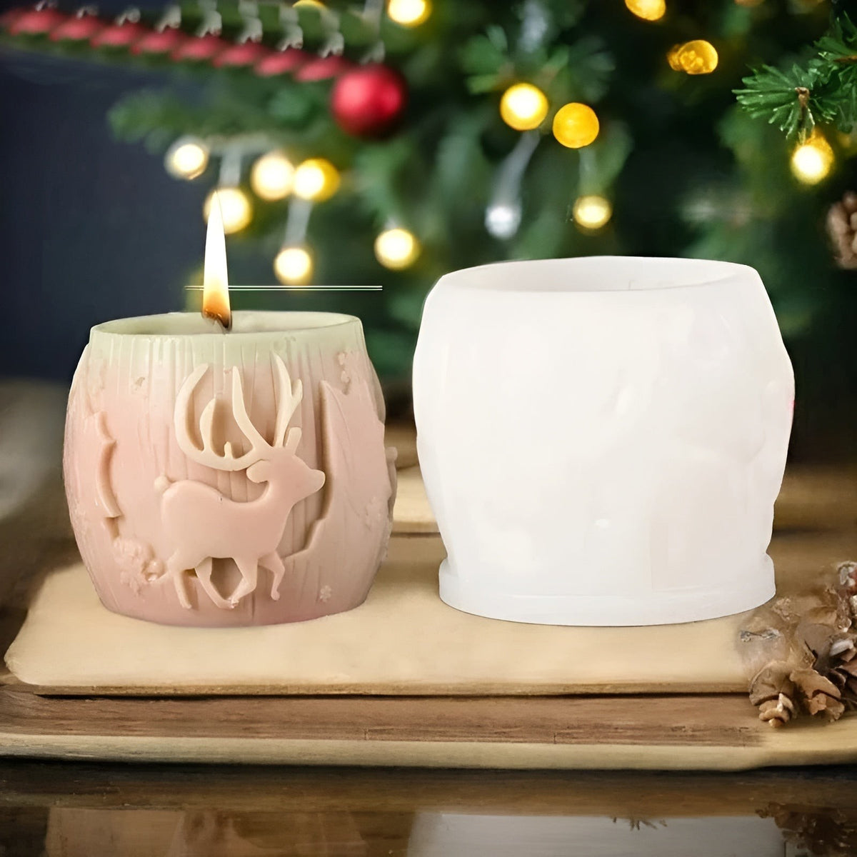 3D Christmas Candle Mold in Silicone