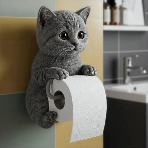Toilettenpapierhalter in Katzenform – aus Harz, für die Wand – Bild 1