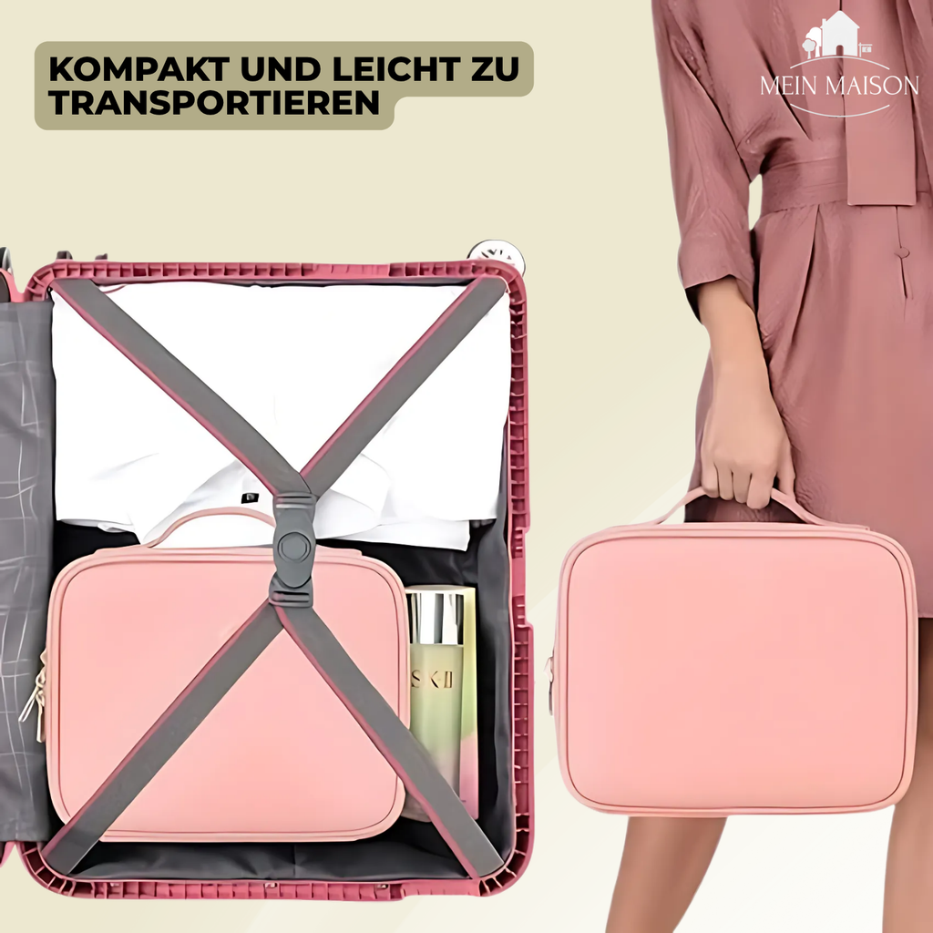 Kosmetiktasche mit Fächern – klappt flach auf, aus Kunstleder – Bild 7