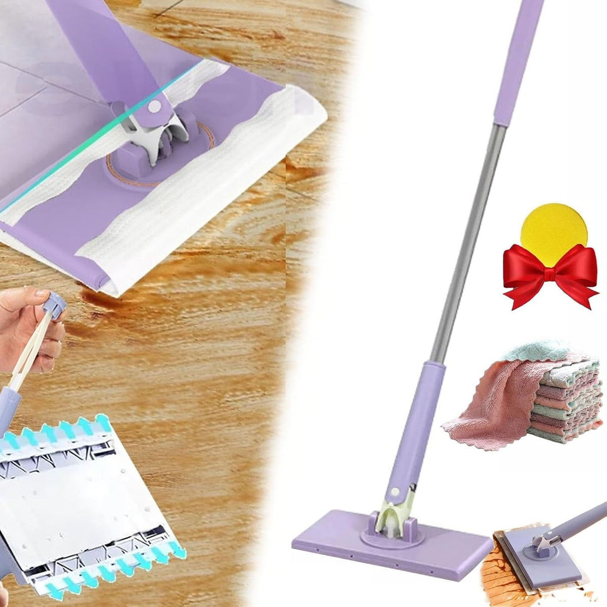 Wischmopp mit Tuchwechsel per Knopfdruck – ohne Anfassen – Bild 5