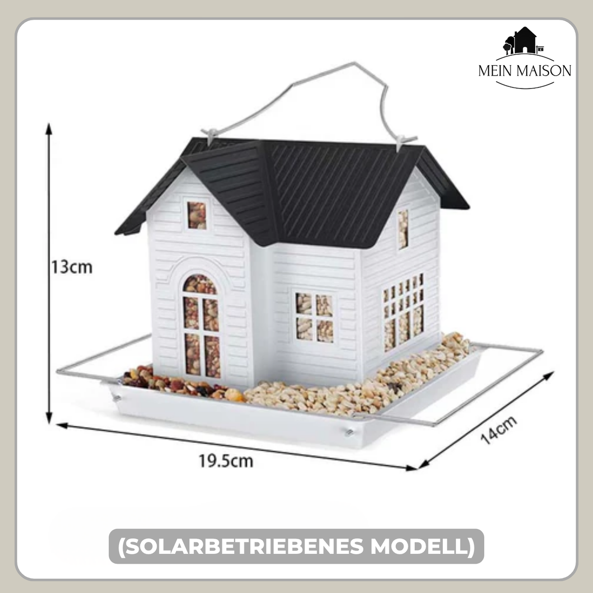 Vogelhaus mit Solarlicht – Futterstelle am Tag, Laterne am Abend – Bild 7