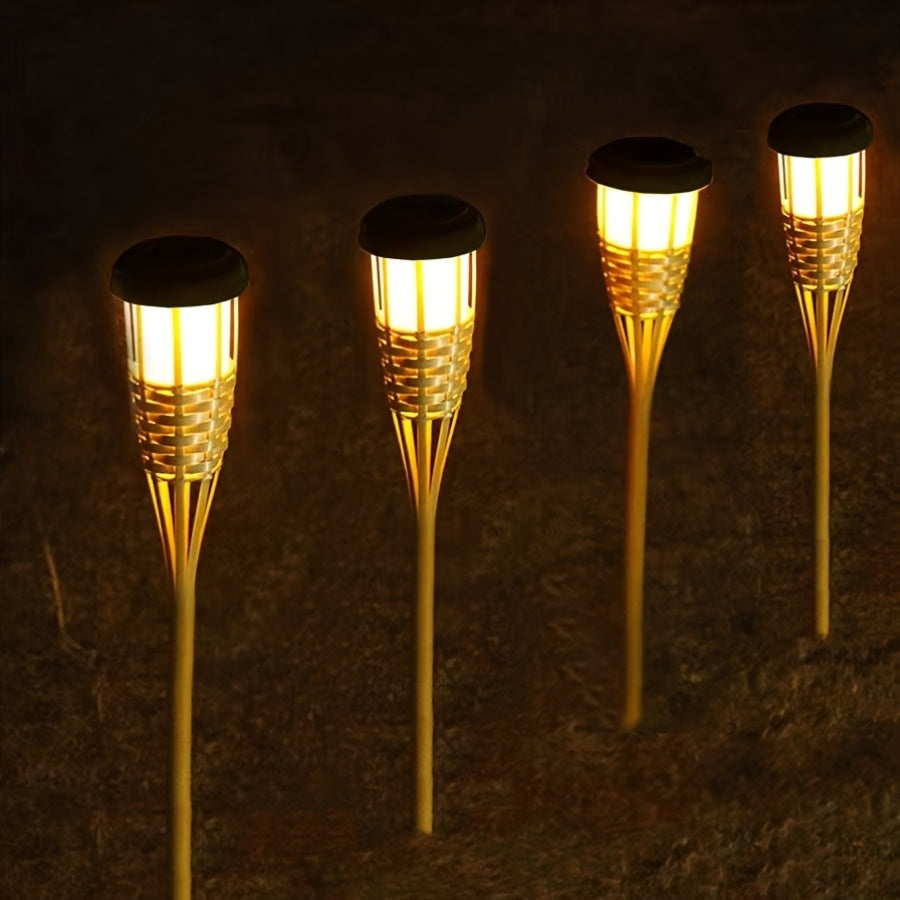 Solar-Gartenfackeln aus Bambus im Doppelpack – mit Flackerlicht – Bild 2