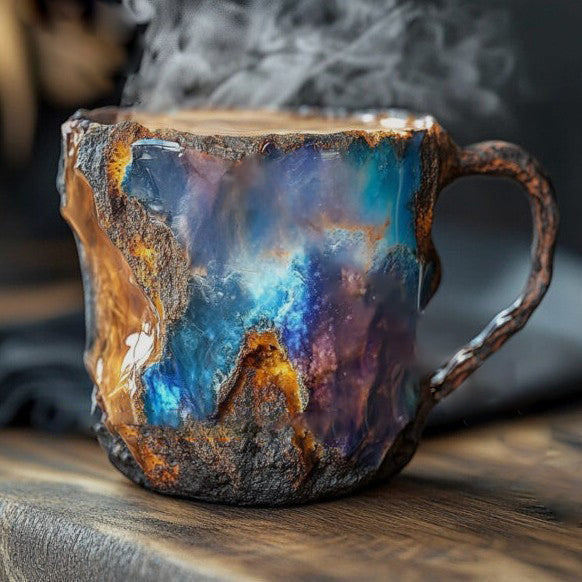 Kaffeetasse in Kristalloptik – handgefertigt, in sieben Steinfarben – Bild 1