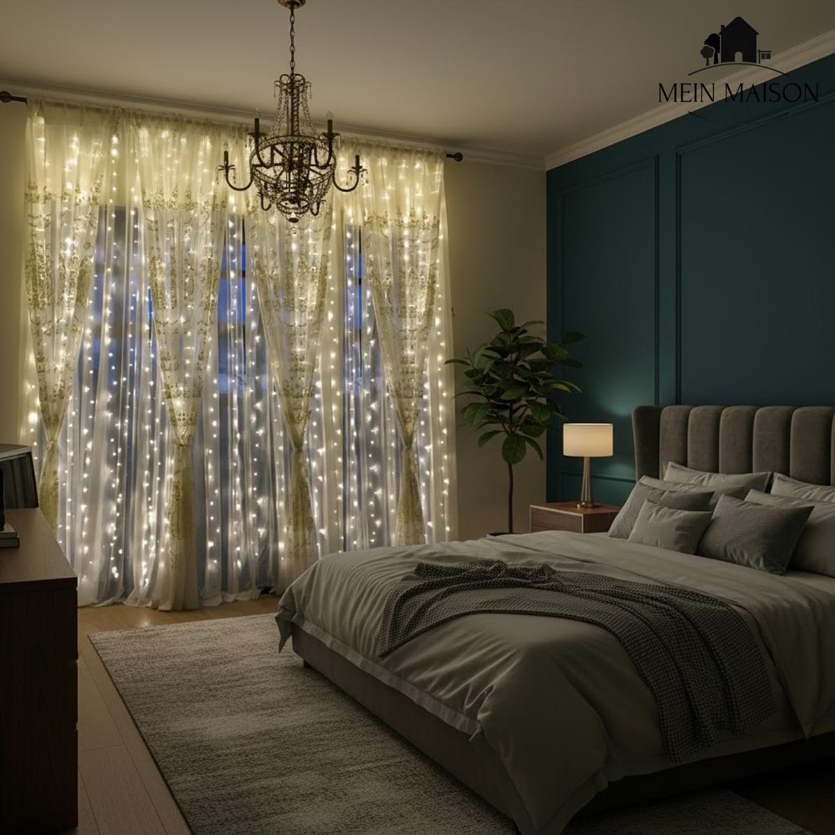 Lichtervorhang auf biegsamem Draht – für Fenster und Wand – Bild 6