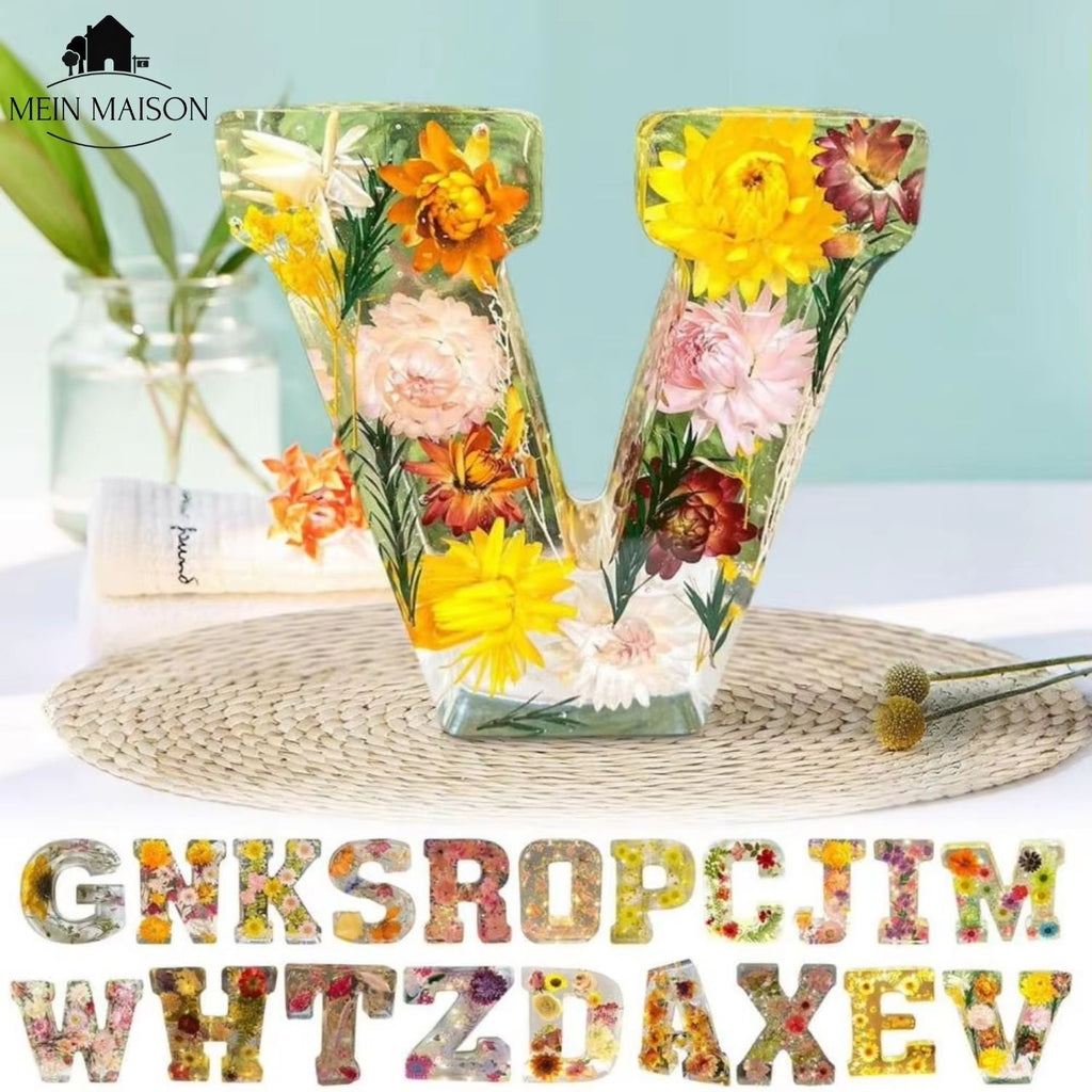 Leuchtbuchstabe aus Gießharz mit Trockenblumen – frei wählbar – Bild 3