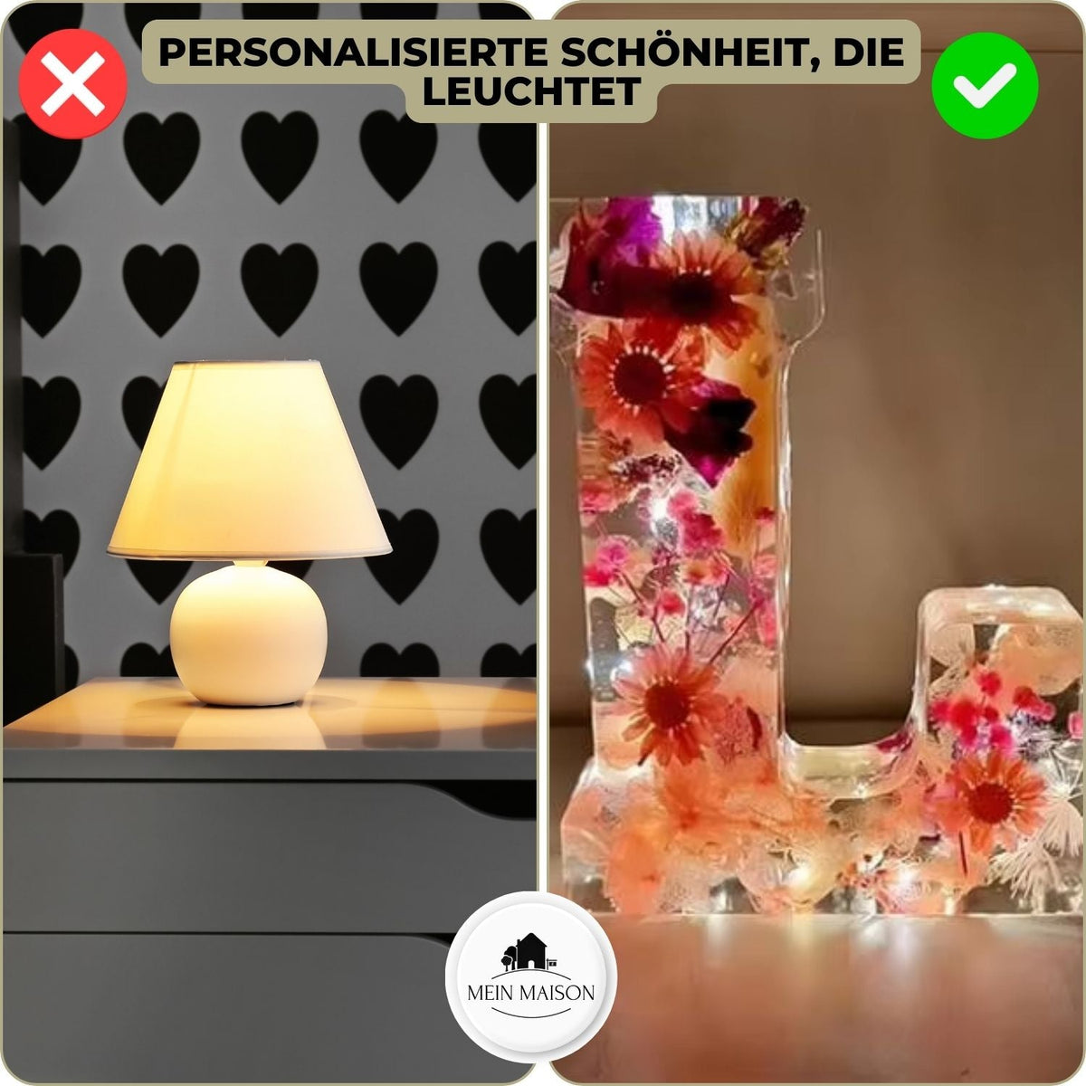 Leuchtbuchstabe aus Gießharz mit Trockenblumen – frei wählbar – Bild 8