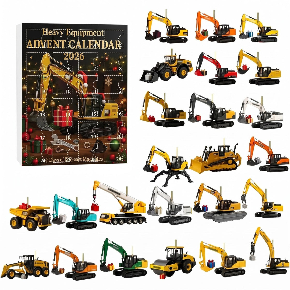Construction Vehicle Advent Calendar 2026 with 24 Acrylic Ornaments – Diggers for the Tree – Image 5