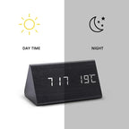 Wood Look Digital Alarm Clock – Lights Up When You Clap, Shows the Temperature – Image 4