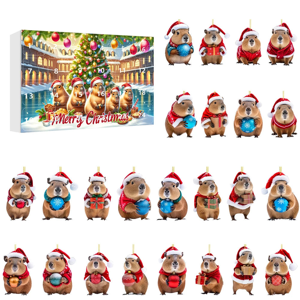 Capybara Advent Calendar 2026 with 24 Acrylic Charms – For the Tree, Backpack or Car – Image 1