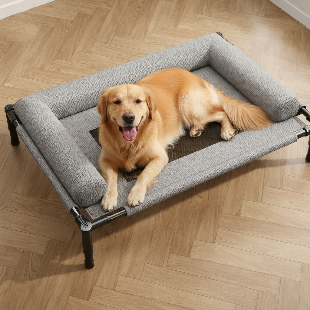 Erhöhtes Hundebett mit Netzbespannung – Luft von unten – Bild 2