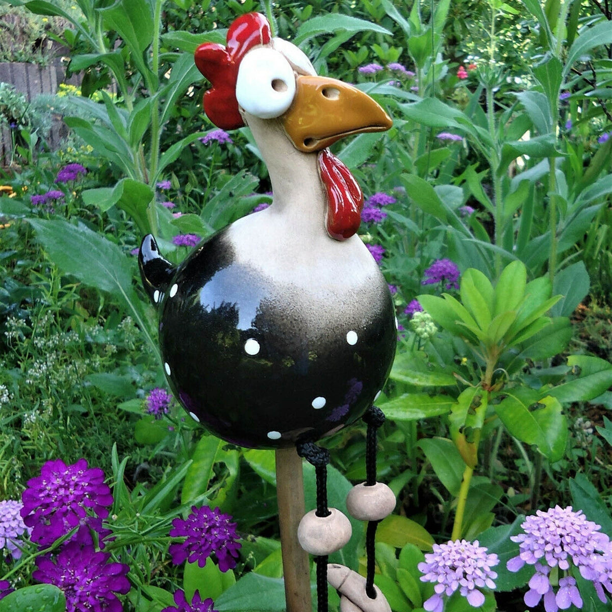 Zaunfiguren als Hühner – hängen über der Latte, wetterfest – Bild 5