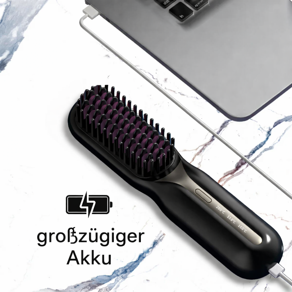 Kabellose Glättbürste mit Akku – bürsten und glätten in einem – Bild 7