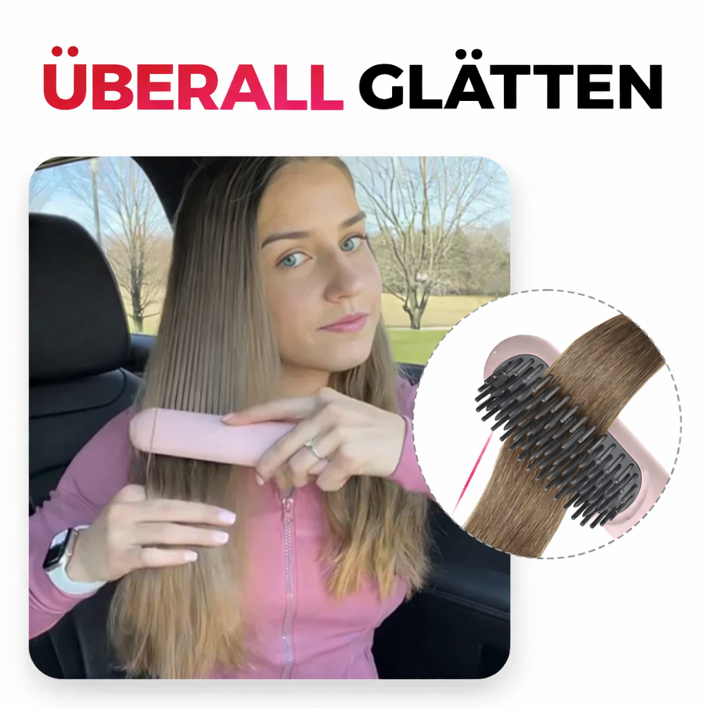 Kabellose Glättbürste mit Akku – bürsten und glätten in einem – Bild 4