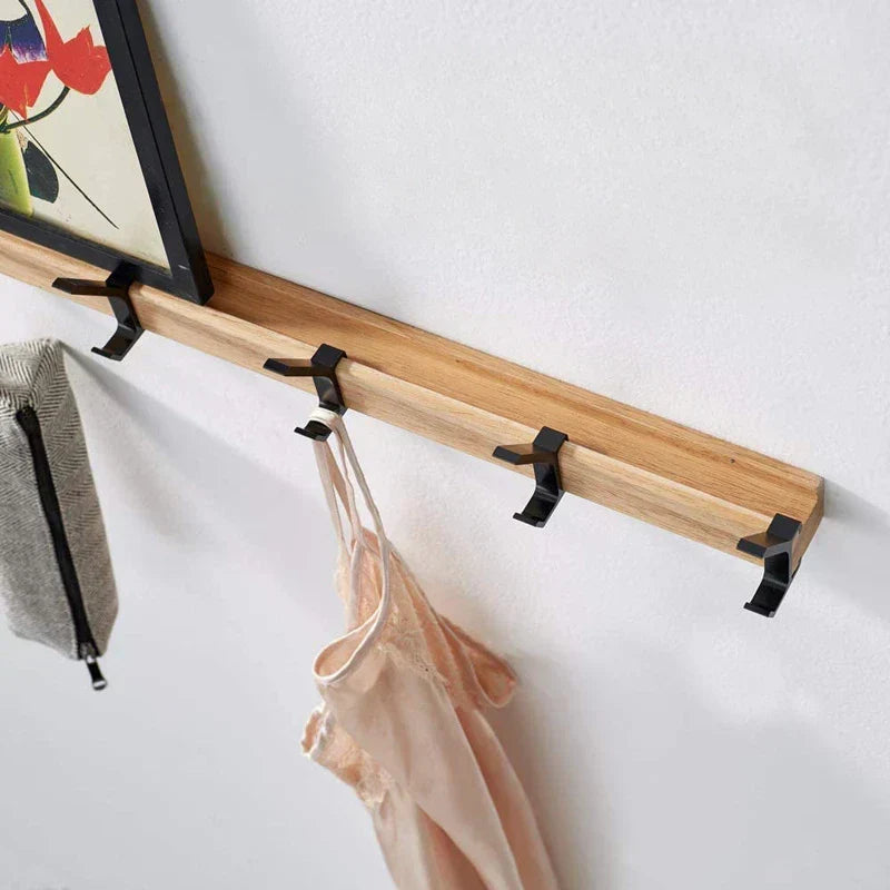 Wandgarderobe aus Holz mit klappbaren Doppelhaken – fünf Stück – Bild 2