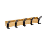 Wooden Wall Coat Rack with Five Folding Double Hooks – Folds Flat When Not in Use – Image 4