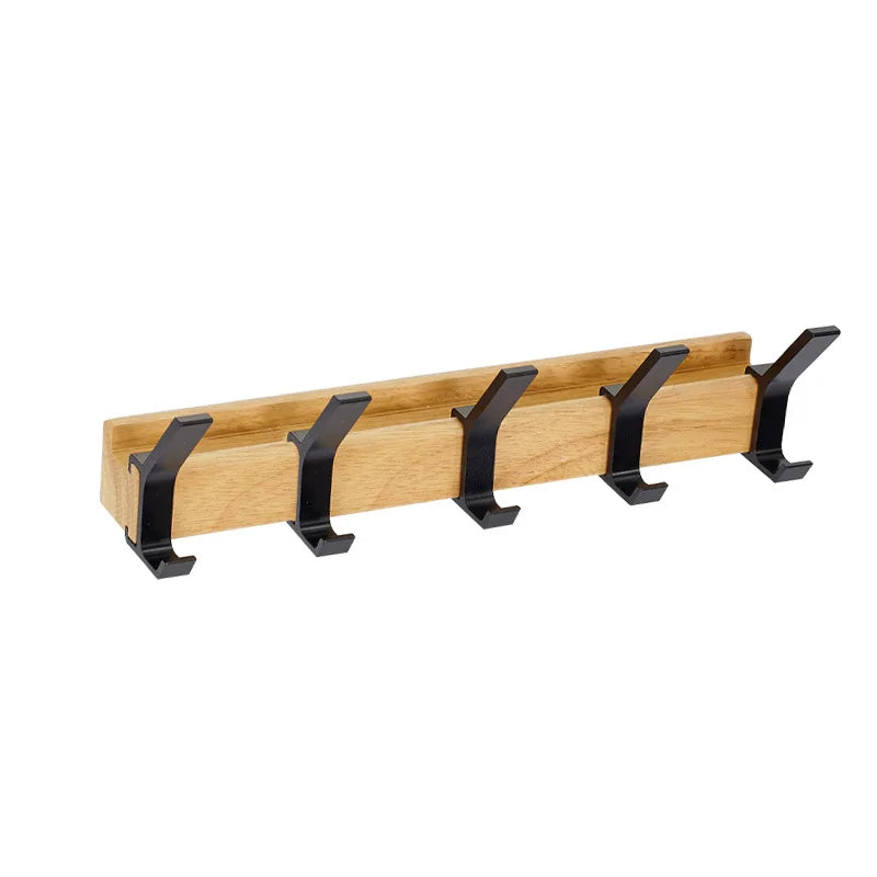Wandgarderobe aus Holz mit klappbaren Doppelhaken – fünf Stück – Bild 4