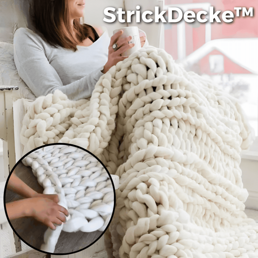 Grobstrickdecke mit dicken Maschen – aus weichem Chenillegarn – Bild 1