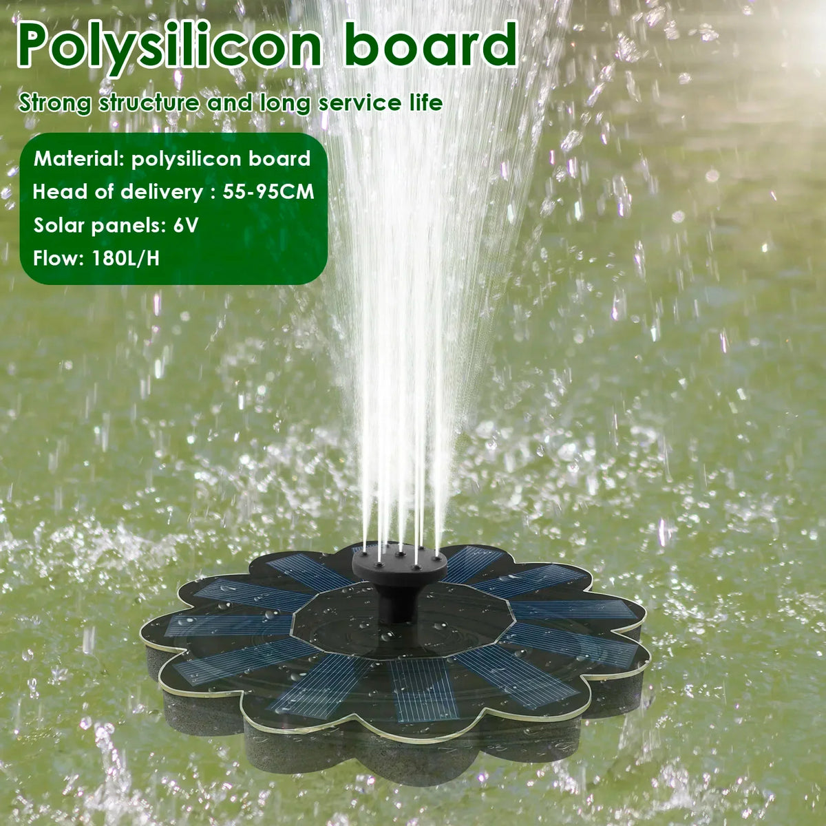 Solar-Springbrunnen mit fünf Düsen – schwimmt und läuft ohne Kabel – Bild 2