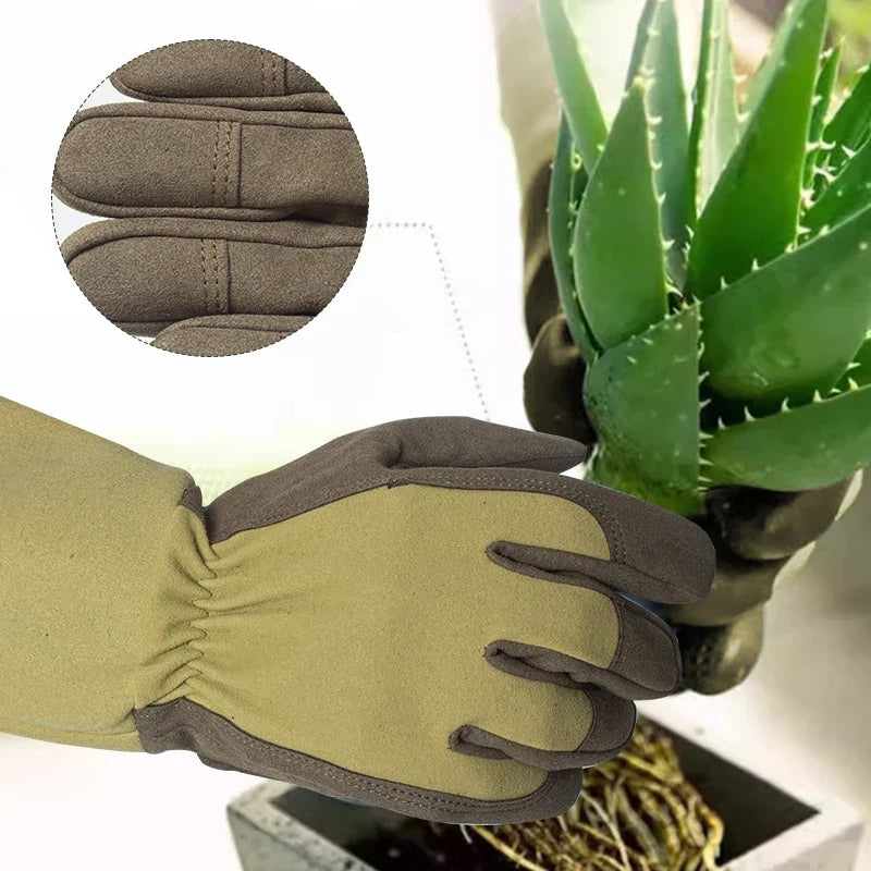 Gartenhandschuhe mit langem Schaft – Handfläche aus Mikrofaserleder – Bild 2