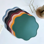 Round PU Placemats with Embossed Floral Pattern – Heat Resistant – Image 3