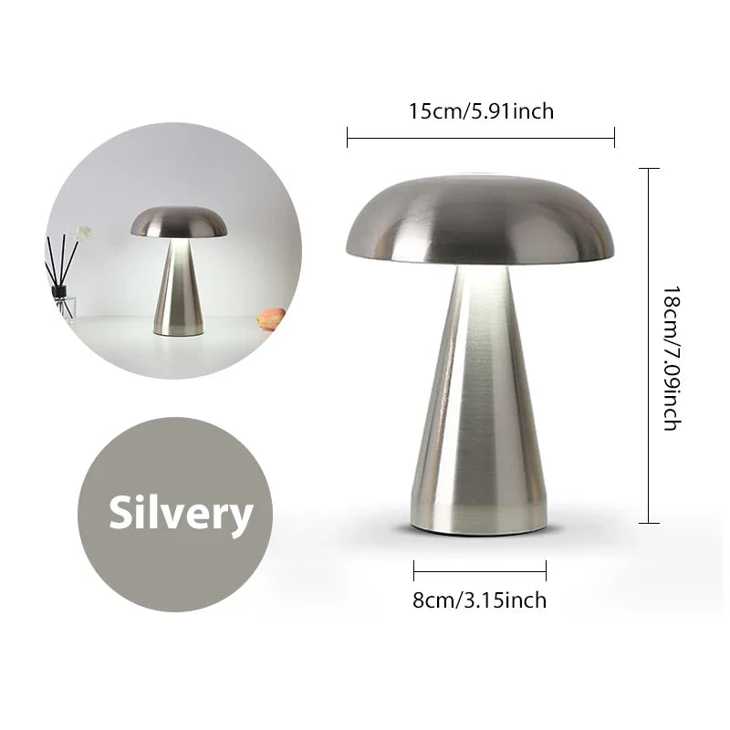 Pilzlampe aus Metall mit Akku – Touch-Dimmer, drei Lichtfarben – Bild 9