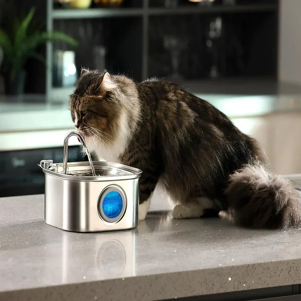 Trinkbrunnen für Katzen aus Edelstahl – zweieinhalb Liter, leise – Bild 2