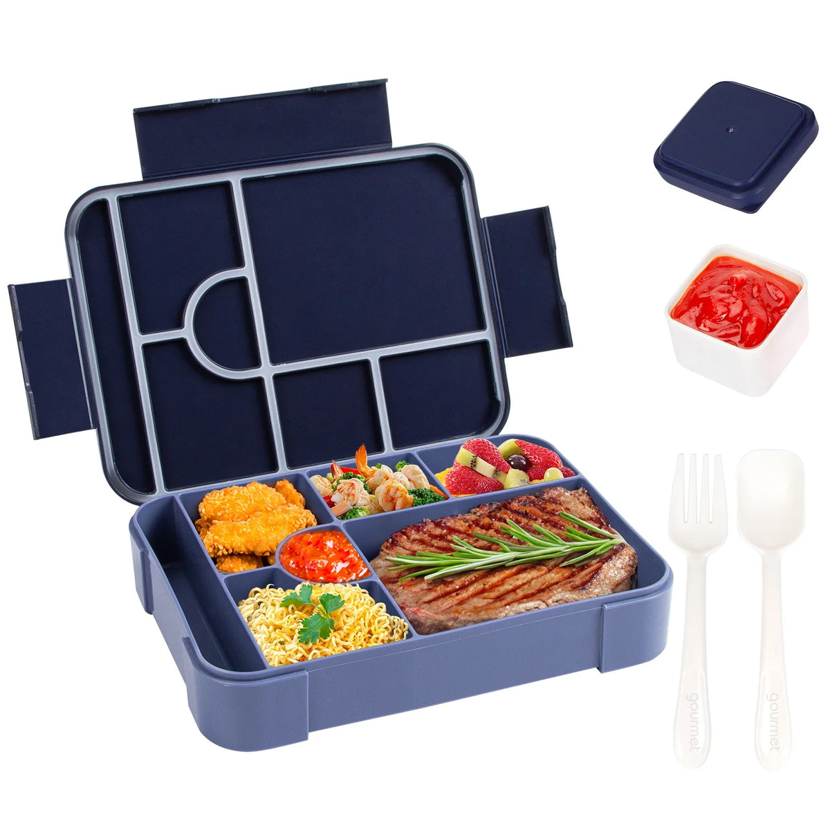 Flache Bento-Box mit sieben Fächern – von fünfzig bis fünfhundert Milliliter – Bild 1