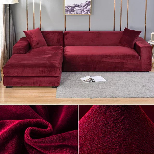 Elastischer Sofabezug aus Samt – spannt sich über Sitz und Rahmen – Bild 8