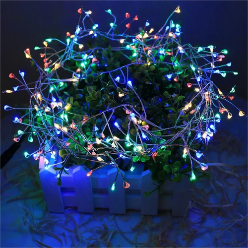 Cluster-Lichterkette auf Silberdraht – formbar, für innen und außen – Bild 2