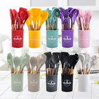 Silicone Kitchen Utensil Set with Wooden Handles – 12 Pieces – Image 2
