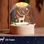 Glass Ball Night Light on Wooden Base – Design Engraved Inside the Glass – Image 5