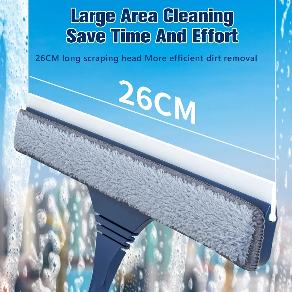 Window Squeegee with Telescopic Pole – Scrubber and Squeegee on One Head – Image 10