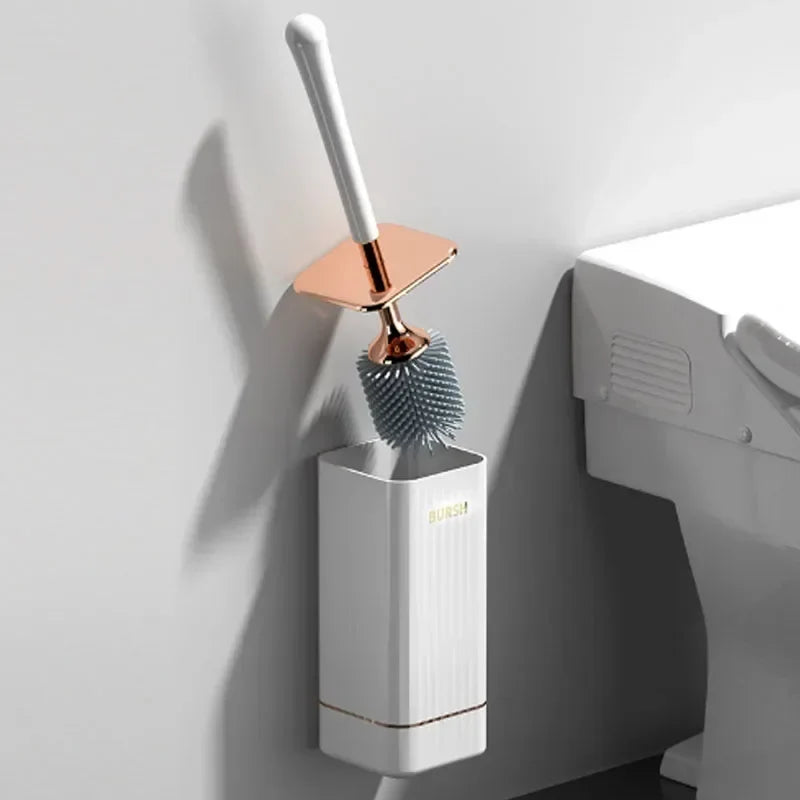 WC-Bürsten-Set mit Wandhalterung – schlanke Form, verdeckte Tropfschale – Bild 5