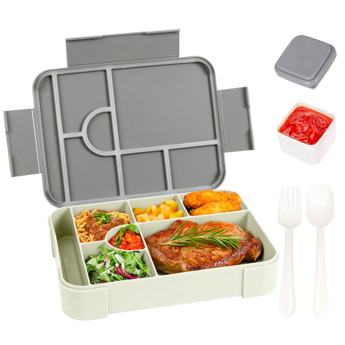 Flache Bento-Box mit sieben Fächern – von fünfzig bis fünfhundert Milliliter – Bild 7