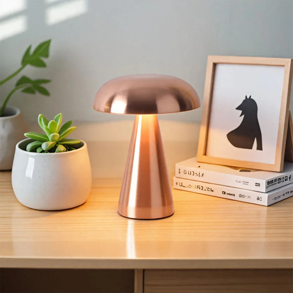 Pilzlampe aus Metall mit Akku – Touch-Dimmer, drei Lichtfarben – Bild 2