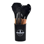 Silicone Kitchen Utensil Set with Wooden Handles – 12 Pieces – Image 4