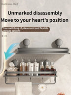 Suction Cup Shower Shelf in Aluminum – with Drainage Grid and Hooks – Image 2