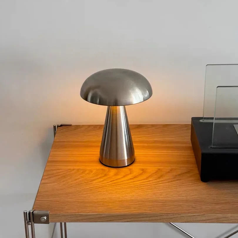Pilzlampe aus Metall mit Akku – Touch-Dimmer, drei Lichtfarben – Bild 1